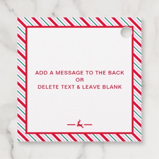 Feestelijke streep van Santa Gift Bedankjes Labels (Achterkant)
