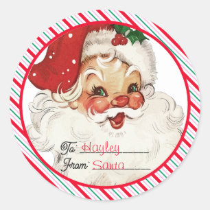 Feestelijke streep van Santa Gift Ronde Sticker