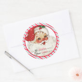 Feestelijke streep van Santa Gift Ronde Sticker (Envelop)