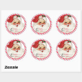 Feestelijke streep van Santa Gift Ronde Sticker (Vel)