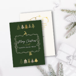 Feestelijke Strik & Mooie Bomen Doodle Groene Kers Feestdagenkaart