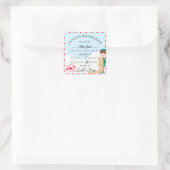 Feestelijke Stripe Santa's Workshop Gift Vierkante Sticker (Tas)