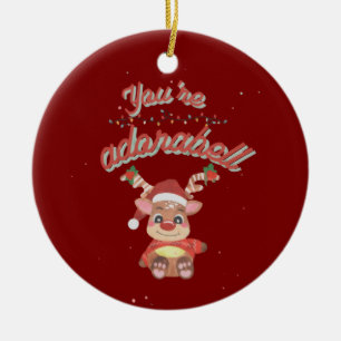 Feestelijke Stuntelende Kerstbal - Schattig Kersto Keramisch Ornament