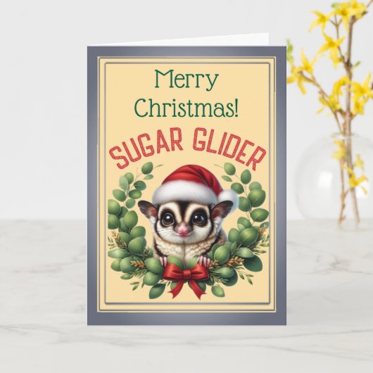 Feestelijke Sugar Glider Christmas Kaart (Gele Bloem)