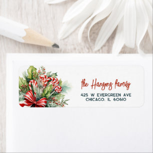 Feestelijke Sweet Candy Canes Kerstmis Etiket