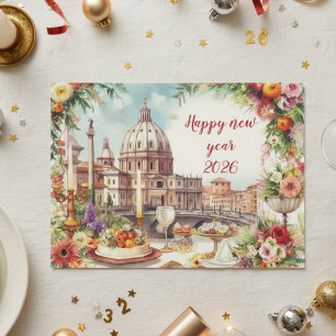 Feestelijke Tafel in Italië Nieuwjaar Briefkaart