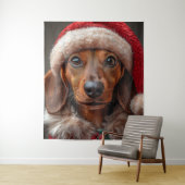 Feestelijke teckel in Santa Attire Wandkleed (In situ)
