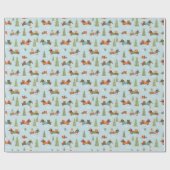 Feestelijke teckels in het sneeuwpatroon cadeaupapier (Vlak)