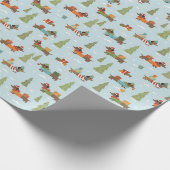 Feestelijke teckels in het sneeuwpatroon cadeaupapier (Hoek)