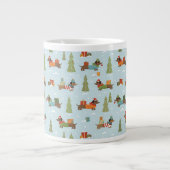 Feestelijke teckels in het sneeuwpatroon extra grote beker (Voorkant)