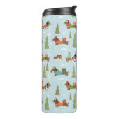 Feestelijke teckels in het sneeuwpatroon thermosbeker (Gedraaid links)