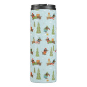 Feestelijke teckels in het sneeuwpatroon thermosbeker (Achterkant)