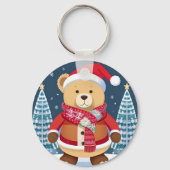 Feestelijke teddybeer met kerstmuts sleutelhanger (Achterkant)