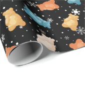 Feestelijke teddyberen en sneeuwvlokken inpakpapie cadeaupapier (Rol Hoek)