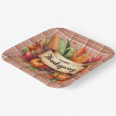 Feestelijke Thanksgiving Gingham Square Paper Bord (Gebogen)