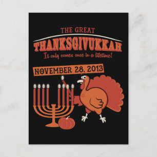 Feestelijke 'Thanksgivukkah Feestdagenkaart