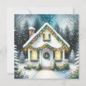 Feestelijke Tiny Home Kerstmis Feestdagenkaart (Voorkant)