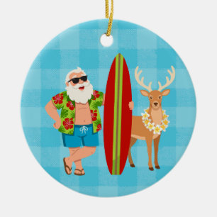 Feestelijke Tropen Hawaiaanse Vakantie Kerstman Su Keramisch Ornament