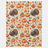 Feestelijke Turkije en Pompoen Herfst Decor Fleece Deken (Voorkant)