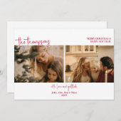 Feestelijke twee fotocollage Eenvoudige Budget Ker Feestdagenkaart (Voorkant / Achterkant)