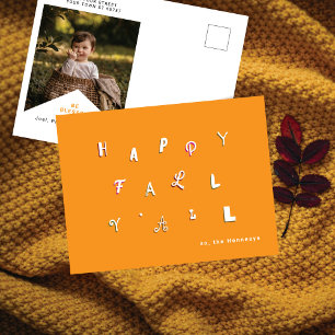 Feestelijke Type Foto "Happy Herfst Y'all" Sinaasa Feestdagenkaart