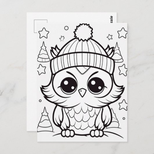 Feestelijke uil kinder kleurstof Briefkaart (Voorkant / Achterkant)