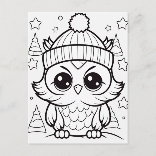 Feestelijke uil kinder kleurstof Briefkaart (Voorkant)