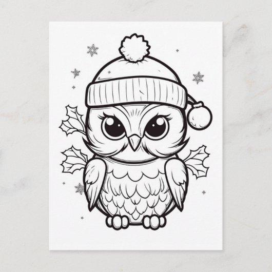 Feestelijke uil kinder kleurstof briefkaart (Voorkant)