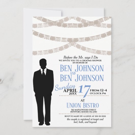 Feestelijke Uitnodiging Bruiloft Bruidegom (Voorkant)