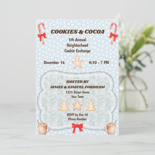 Feestelijke uitnodiging voor Cookie Exchange (Staand voorkant)