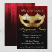 Feestelijke uitnodiging voor masqueradefeest (Voorkant / Achterkant)