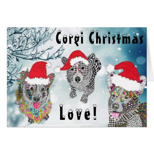 Feestelijke vakantie Corgi Kerst Wenskaart (Voorkant Horizontaal)