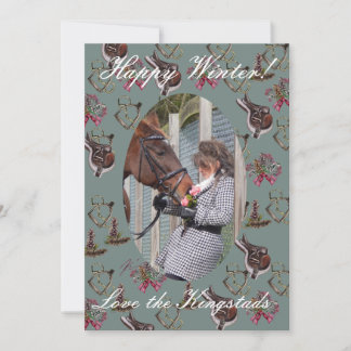 feestelijke vakantie equestrian bedankkaart