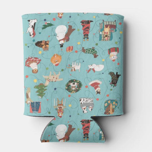 Feestelijke Vakantie Honden in Kerst Truien Patroo Blikjeskoeler (Achterkant)