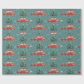 Feestelijke vakantie inpakpapier met auto's en bom (Vlak)