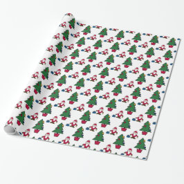 Feestelijke vakantie Santa & Trees Wrapping Paper Cadeaupapier
