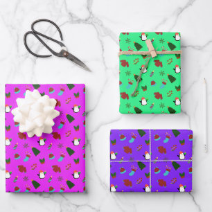 Feestelijke vakantie Schattigee kerstset Inpakpapier Vel