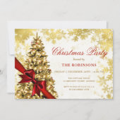 Feestelijke vakantie Xmas Pine Tree, Goud & Rood L Kaart (Voorkant)