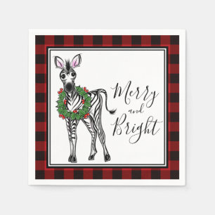 Feestelijke Vakantie Zebra Holly krans buffelplaid Servet
