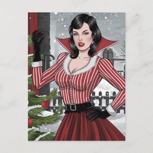 Feestelijke Vampire Lady Christmas Briefkaart (Voorkant)