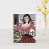 Feestelijke Vampire Lady Christmas Kaart (Gele Bloem)