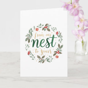 Feestelijke 'Van onze nest naar de jouwe' Kerst Kaart