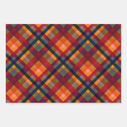 Feestelijke veelkleurige retro gespeelde verjaarda inpakpapier vel (Voorkant 3)