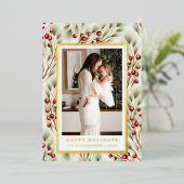 Feestelijke vergulde Border Foto Kerstmis Kaart (Staand Voorkant)