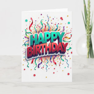 Feestelijke Verjaardag 3D Tekstkaart Kaart