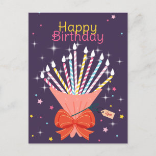 Feestelijke Verjaardag Boeket Kaarsen Viering Aankondigingskaart