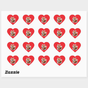 Feestelijke Verjaardag Vos met Cupcake Hart Sticker
