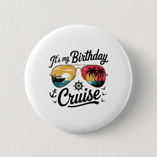 Feestelijke Verjaardags Cruise Ship Feest 2025 Man Ronde Button 5,7 Cm