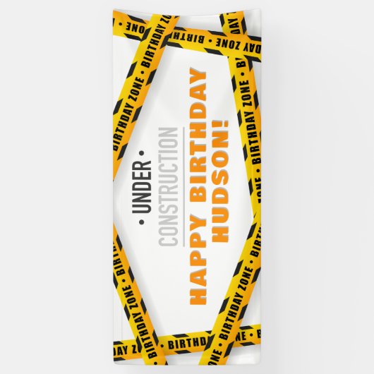 Feestelijke verjaardagsbanner voor bouw - Gele dum Spandoek (Verticaal)