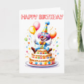 Feestelijke Verjaardagsfeest Clown Kaart (Voorkant)